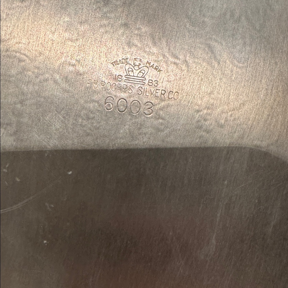 1883 F.B. ROGERS SILVER CO. OVAL SERVING TRAY WITH HANDLES, #6003, CARTOUCHE - Picture 7 of 7
